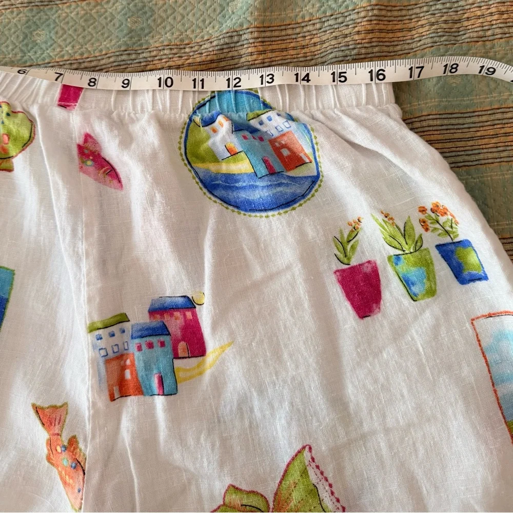 Hot Cotton by Marc Ware White Two-Piece Beach Print Linen Set XL - Picture 7 of 7
